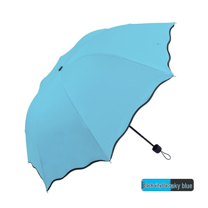 Water-Activated Blooming Dual-Use Black Glue Anti-UV Folding Sun Umbrella