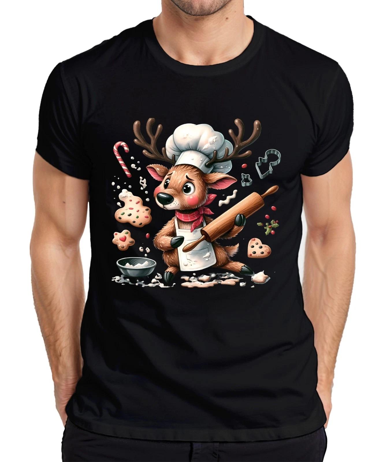 Weihnachtsrentier Bäcker Kekse Backen Lebkuchen süß Weihnachten Herren T-Shirt XL