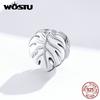 WOSTU 100% 925 Sterling Silver Monstera Deliciosa Beads Plant Charm Fit Original Bracelet Pendant Fashion Wedding Jewelry CTC141