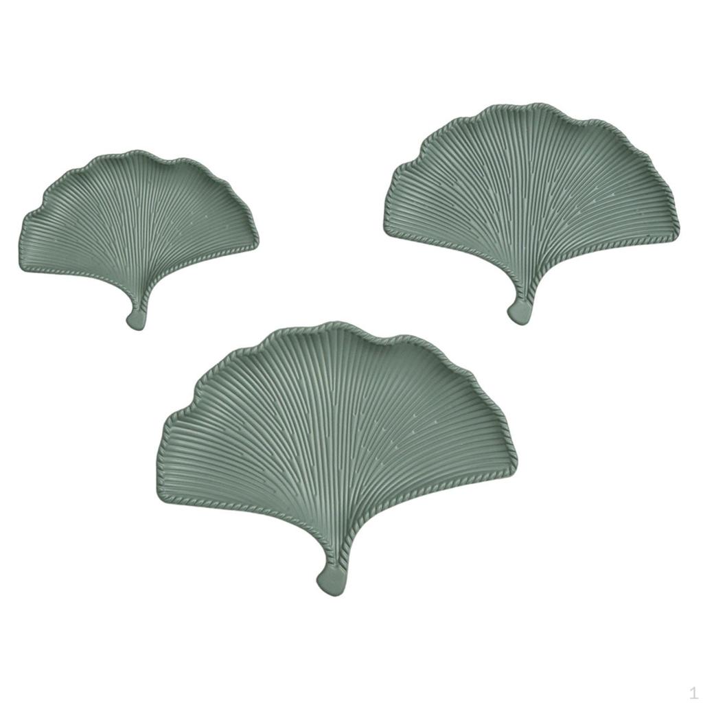 3 Pieces Ginkgo Leaf Dessert Plate Home Tableware Tray Thanksgiving Modern for Cake Sweets Fruit
