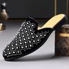 Nieten Mules Halb Loafer Hausschuhe Übergröße 48 Slip-On Mann Leder Slip On Flache Sneaker Offene Ferse Freizeitschuhe Slides Sandalenv