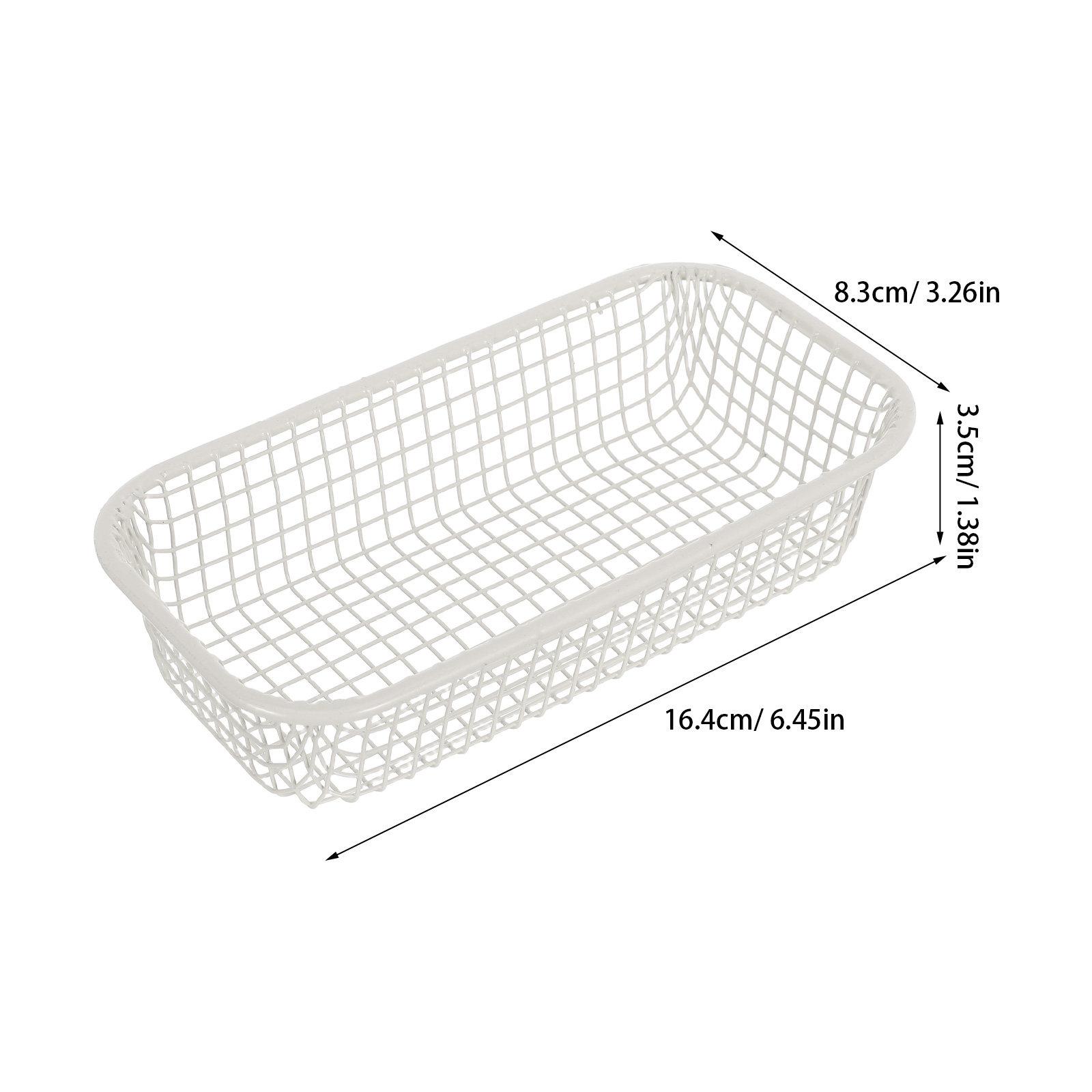 2Pcs Desk Storage Basket Metal Mesh Organizer Space Saving Wire Baskets for Office Kitchen Bathroom Small Iron Wire Storage Bins белый