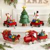 Smeedijzeren Sleetrein met Sneeuwpop & Oude Man - Kerstdecoratie & Cadeau voor Kinderen