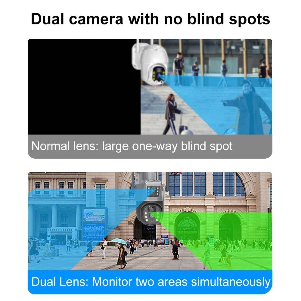 LS VISION WiFi Solar Battery Camera 4K 8MP 4G Sim Card V380 Dual Lens Dual Screen Outdoor Security Protection PTZ Cam PIR Human Detection CCTV