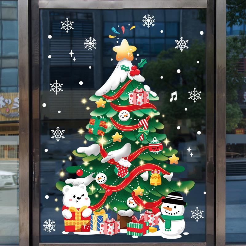Christmas Window Stickers Santa Claus Snowflake DIY Wall Decal 2026 Christmas Decorations For Home New Year Ornaments Gift 2026
