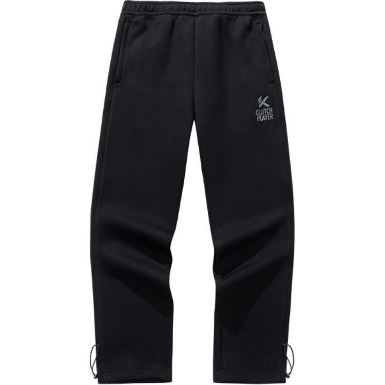 Anta Comfortable Casual Simple Straight Loose Knit Sports Pants Men Bottoms Basic-Black 152511322-2