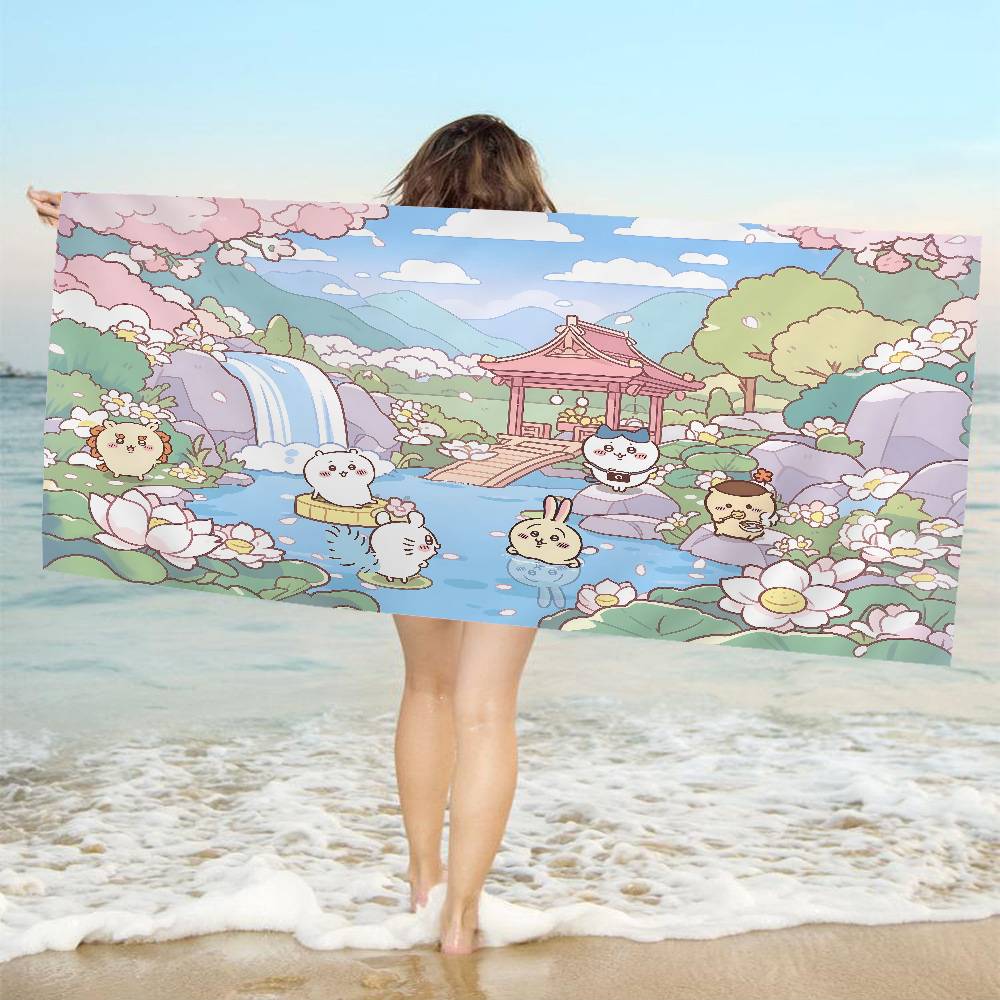 Cute Cartoon C-ChiikawaS Anime Beach Swimming Towel Soft Absorbent Washcloth Children's Gifts for Kids Travel Camping Gym