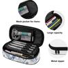 Pencil Bag Easy Open Zipper High Capacity 300D Polyester with Main Pocket Mesh Layer and Removable Pen Divider for Students