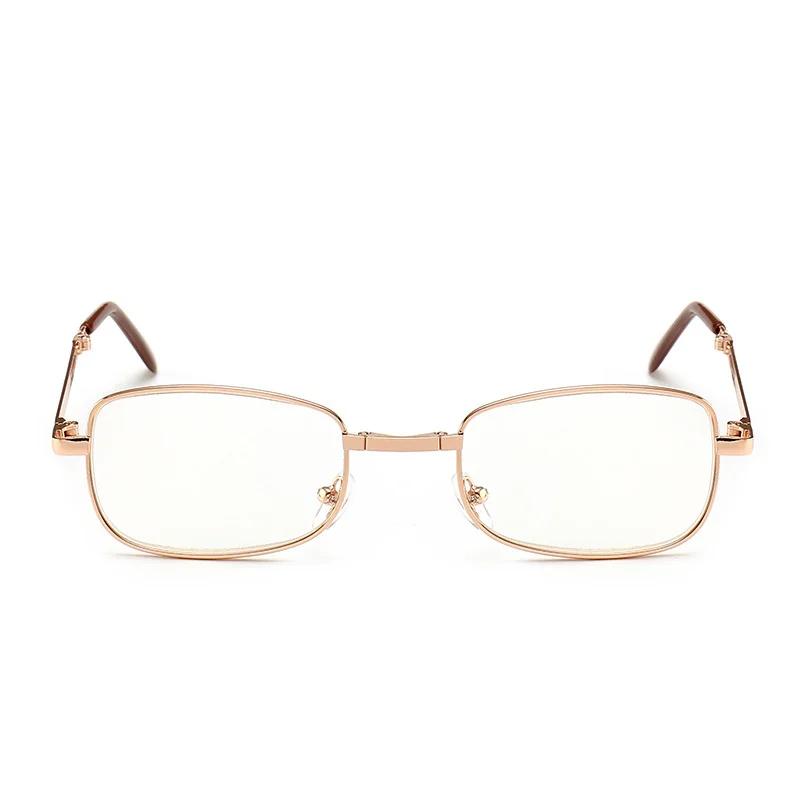 Bifocal Folding Reading Glasses With Leather Box Men Women Collapsible Metal Lenses Eyewear Farsighted Eyeglasses Diopter