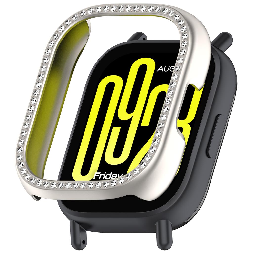 For Xiaomi Redmi Watch 5 Lite Watch Case Rhinestone Decor Hollow Electroplating PC Watch Cover