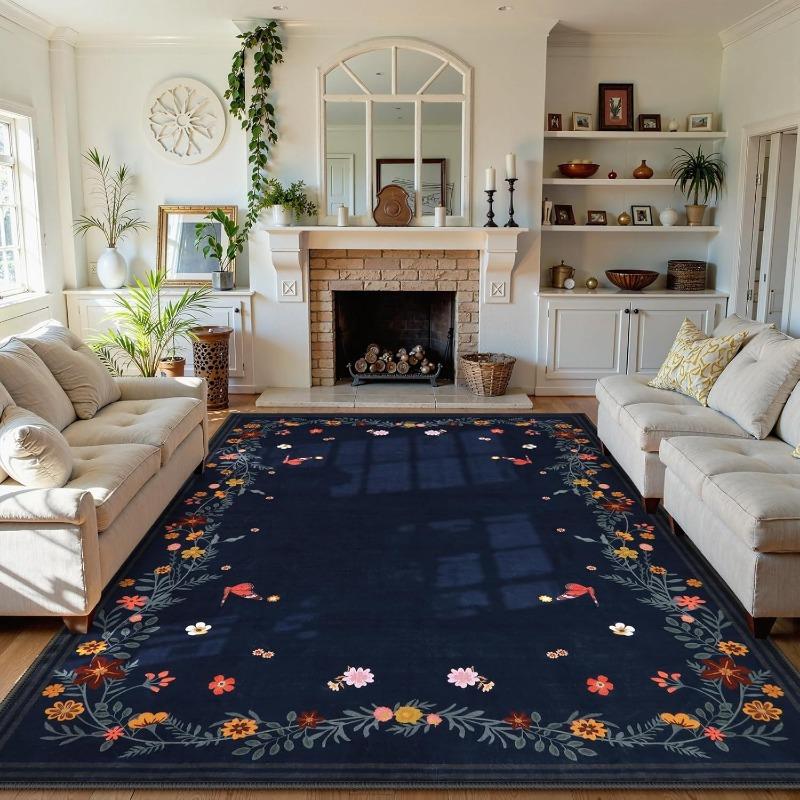 Moderne Bloemen Vloerkleed – Zachte Antislip Machine Wasbare Vloermat voor Woonkamer Slaapkamer, Bank Salontafel Tapijt 80x160cm(31x62in)