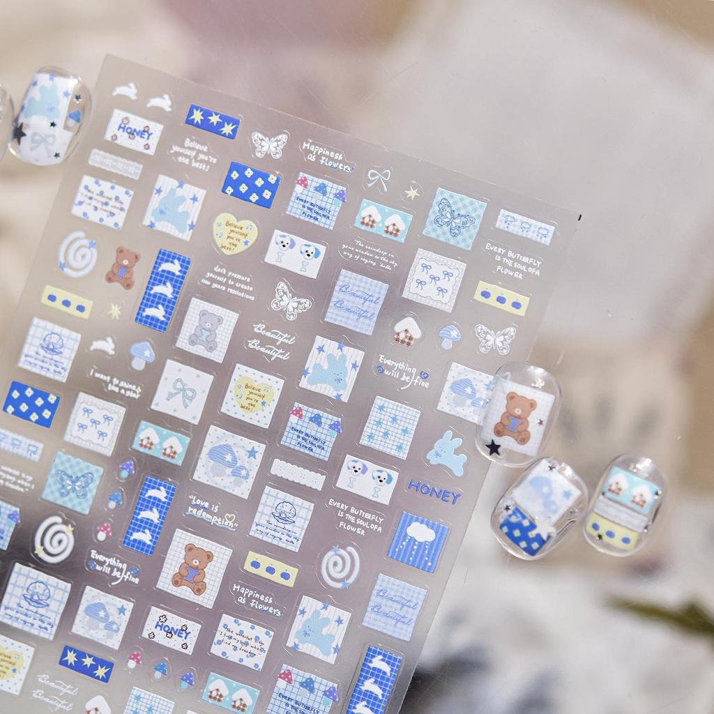 Tomoni Cute Blue Nail Stickers: Flexible, Small Art Decorations for Kids