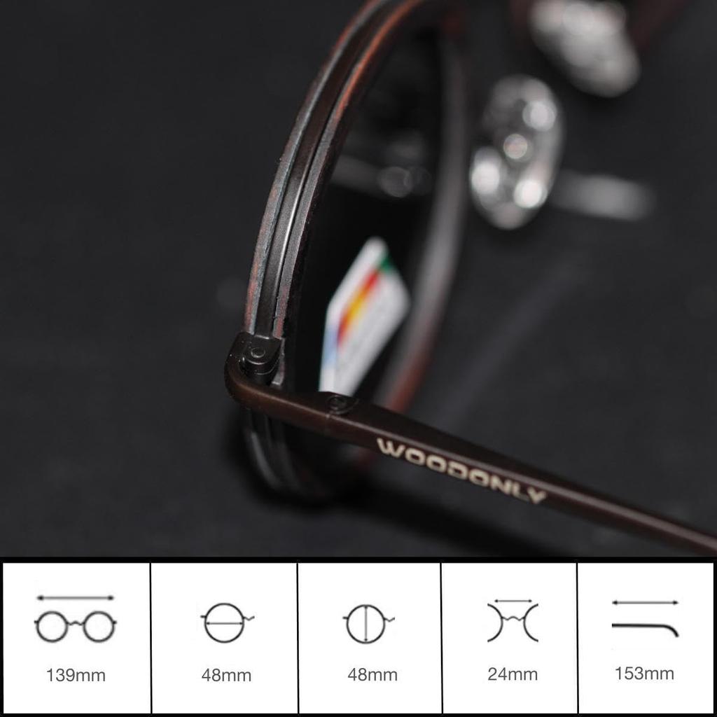 Wooden Polarized Round Sunglasses Bamboo Glasses Case UV400 Protection Handmade Sunglasses Great Gift for Men Women [WOODONLY] - & (Ebony)