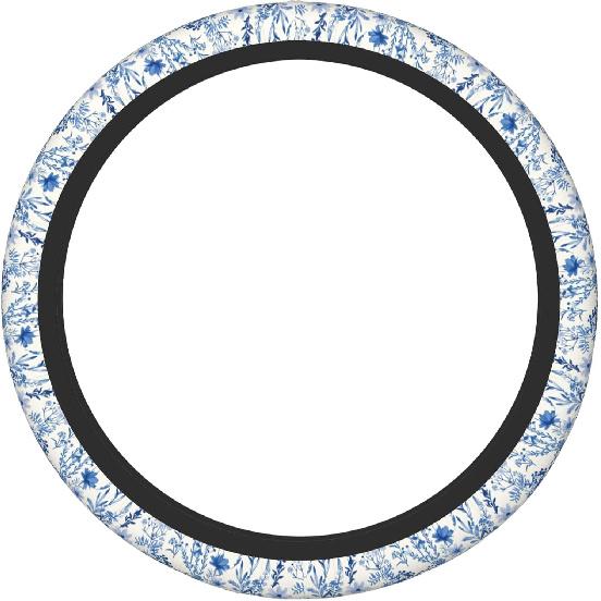 Blue Floral Steering Wheel Cover For Women & Men – Universal 15 Inch Car Accessories, Non-Slip & Stylish Design, Fits Most Cars, SUVs, And Auto