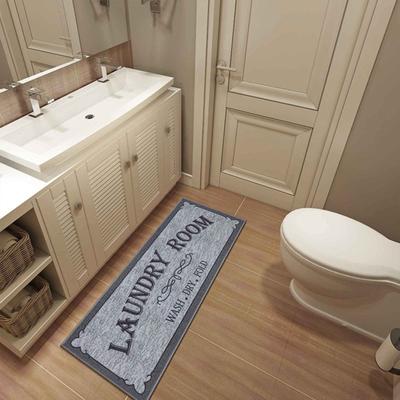 Water Absorbent Floor Mat for Laundry Room Washing Machine Letter Printed Rectangular Carpet Non-slip & Stain Resistant Bathroom Mat for Washbasin