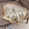 Mulberry Silk Square Scarf Women Green Neckerchief Versatile Decorative Gift