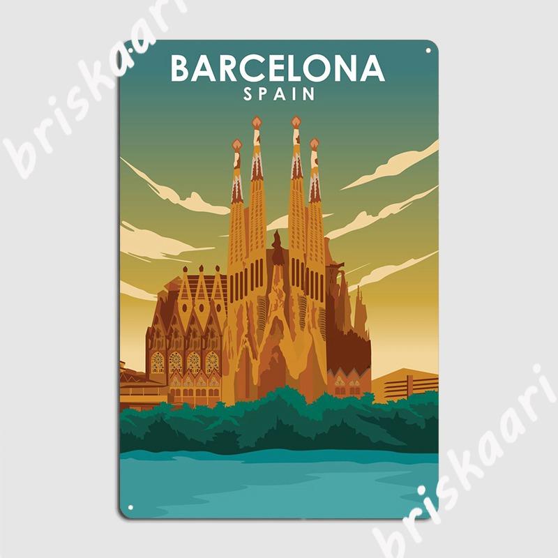 Barcelona Spain Travel Art Metal Sign Party Wall Decor Wall pub Classic Tin sign Poster 20X30CM