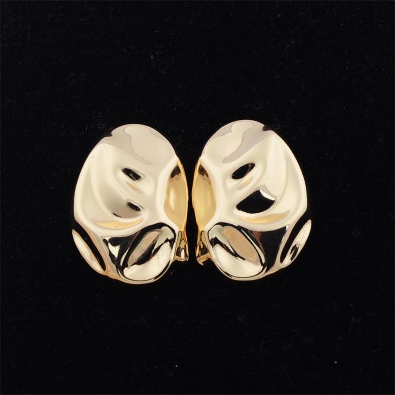 Irregular Elliptical Glossy Hammer Pattern Stud Earrings for Women Girl Korean Love Aesthetic Daily Life Minimalist Jewelry