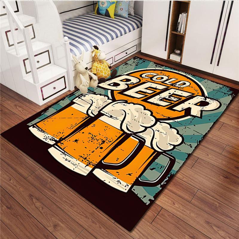 1Pc Beer Print Rug - Home Decoration Carpet For Living Room Bedroom Flooring Computer Chair Area Rug