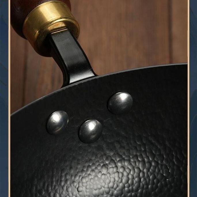 Poêle en Fer Forgé à la Main avec Motif Martelé pour Ménage Sauter Poêle Antiadhésive Poêle Plate Non Revêtue Électromagnétique Gaz Universel Poêle Plate