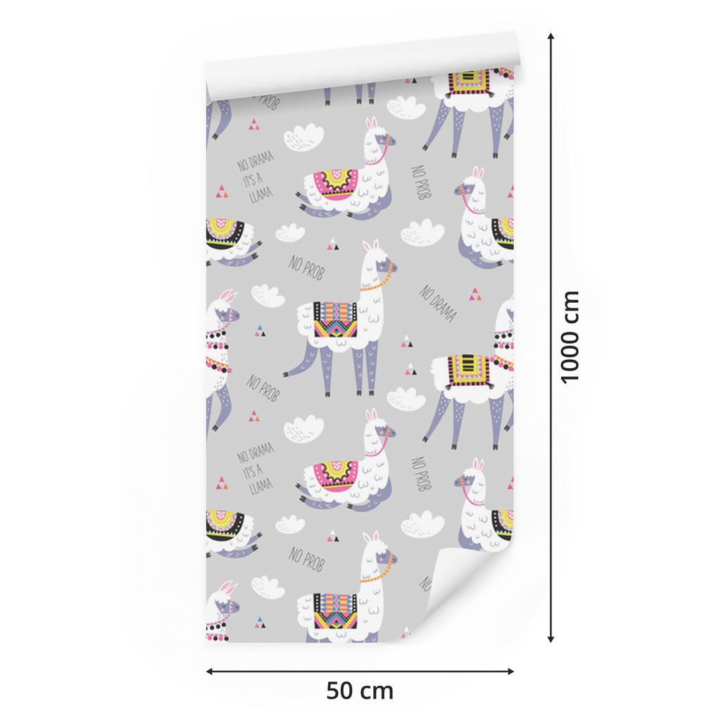 Clouds, animals, and llama wallpaper for living room and bedroom 50x1000