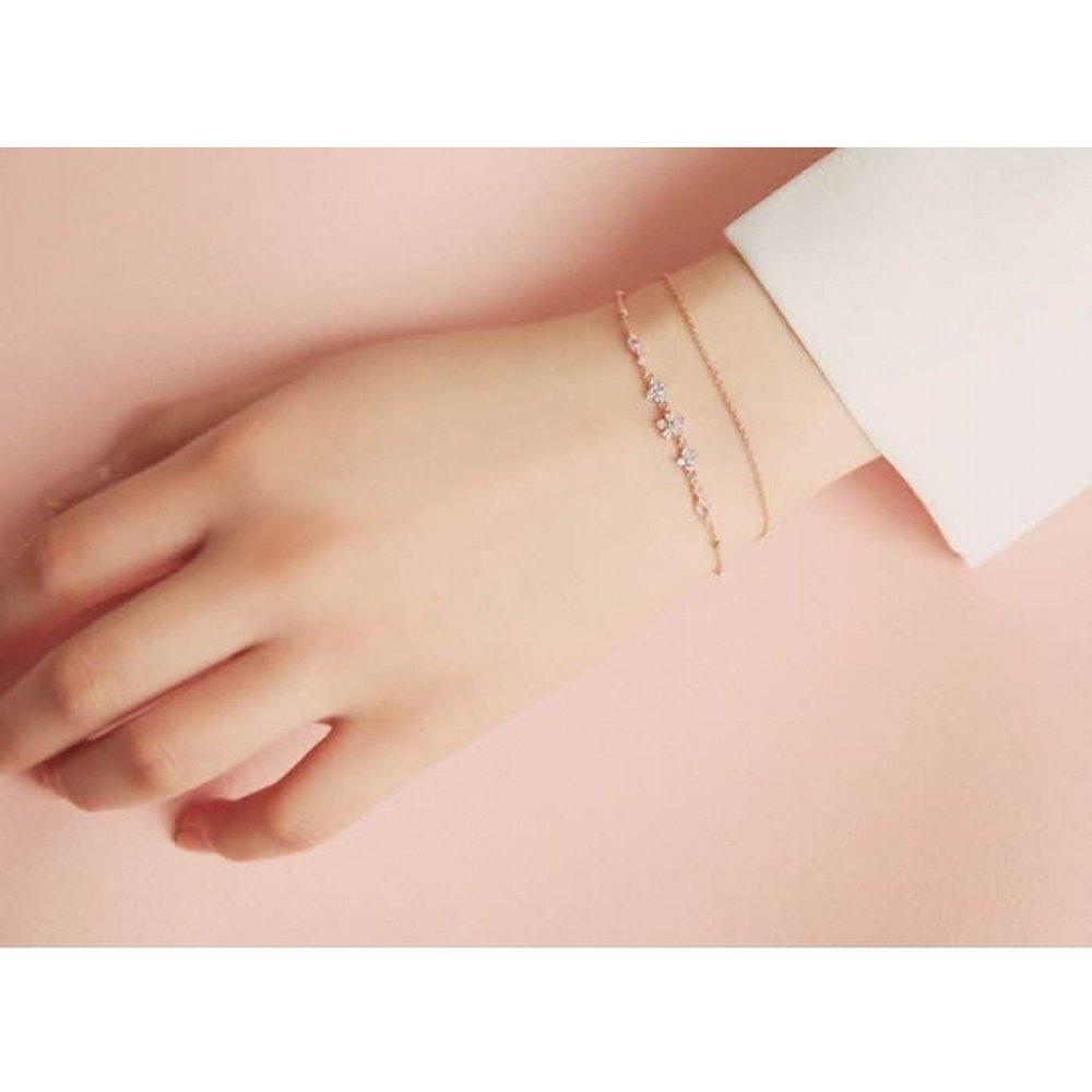 [Ost] Flower Cubic Rose Gold Double Bracelet Otb119408Qpp