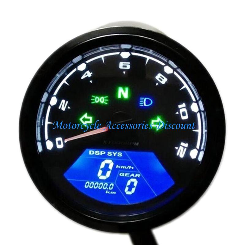 H7JD 12V Motorrad Tacho Drehzahlmesser Kraftstoffanzeige Armaturenbrett Anzeigen Zifferblatt Kilometerzähler LCD Digital