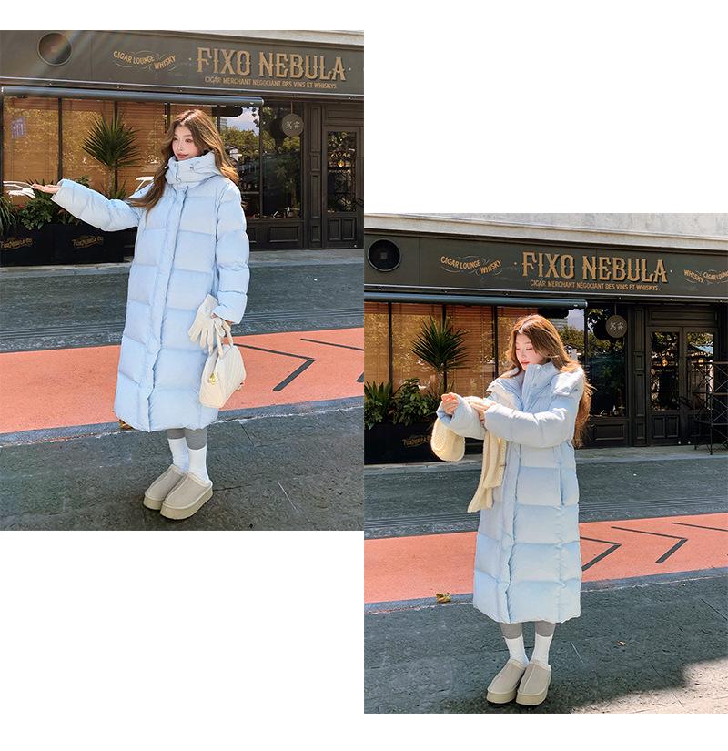 Damska Zimowa Długa Kurtka Puchowa - Za Kolano, Z Kapturem, Gruba, Ultra Ciepła, 95% Białego Puchu Kaczkowego (400g)