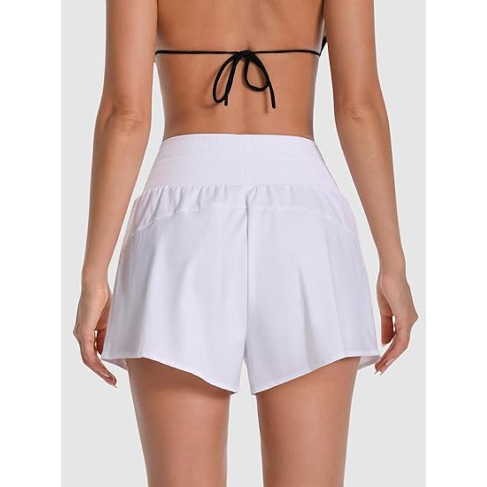 Charmleaks 3" Women 2 in 1 High Waisted Swim Board Shorts UPF 50+ Quick Dry Swim Trunks with Liner