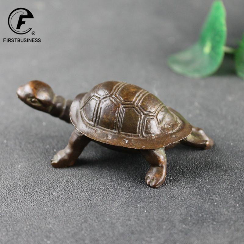 Solid Copper Turtle Statue Desktop Ornaments Vintage Brass Tortoise Figurines Toy Model Home Decorations Accessories Tea Pet