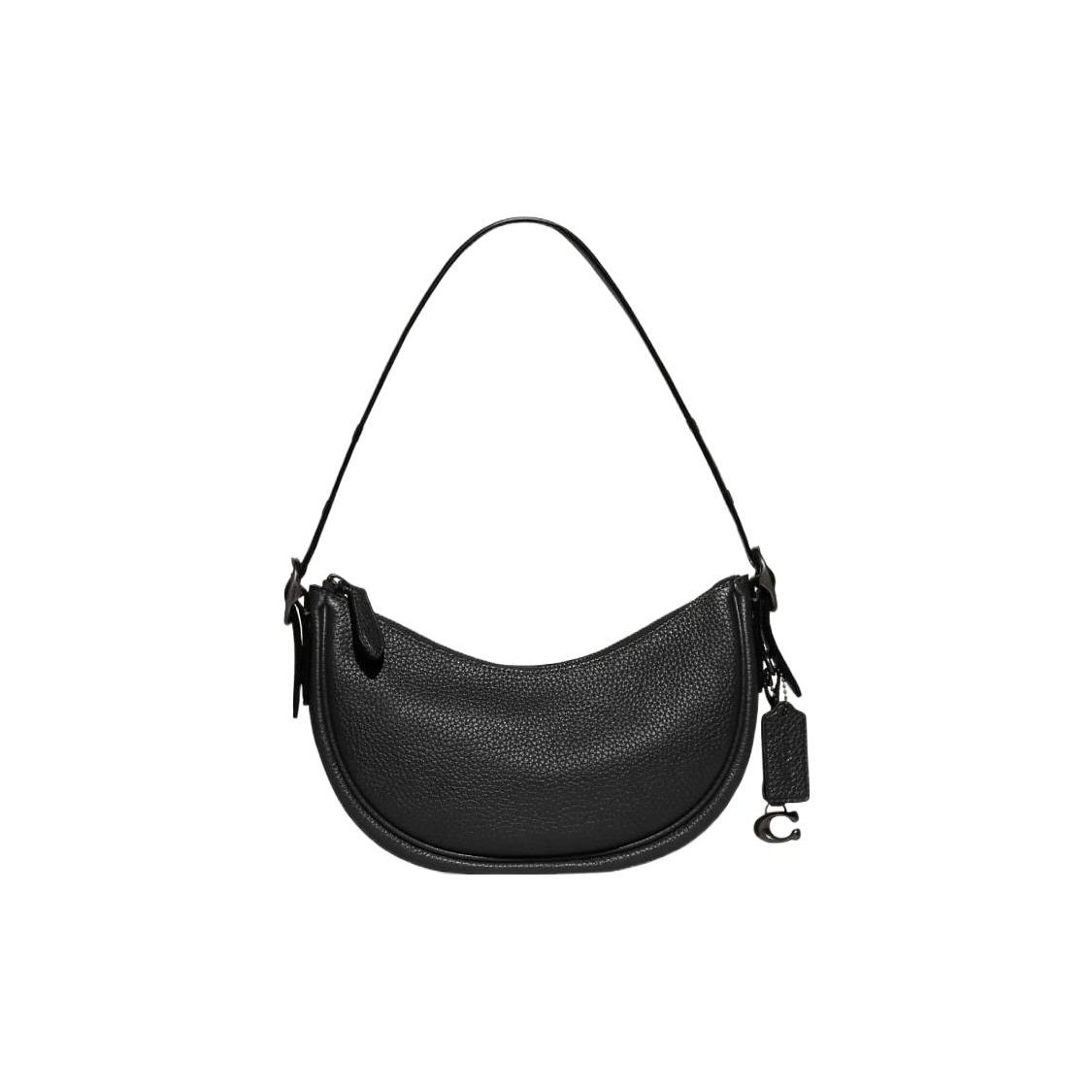 Coach Luna 27 Zipper Closure Interior Snap Pocket Soft Pebble Leather Shoulder Bag Women Shoulder Bag Black CC439-V5BLK Basic Set (Bag+Dust Bag)