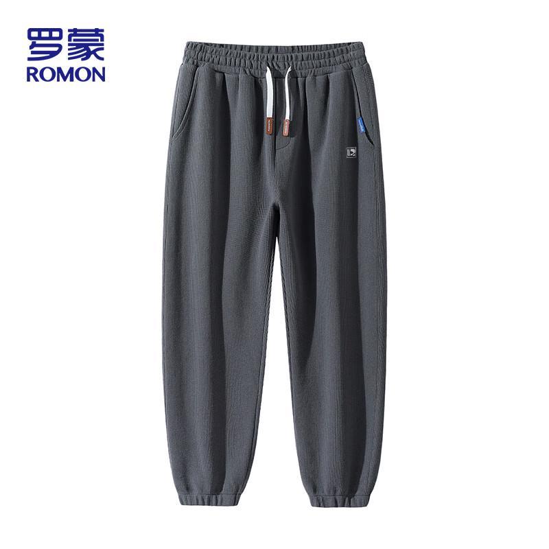 ROMON Men's Waffle Grid Casual Jogger Pants