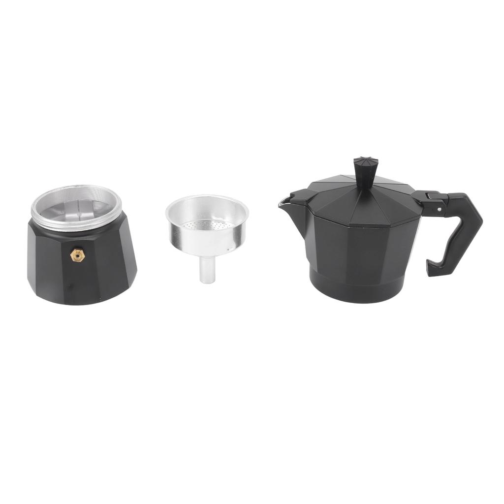 Stovetop Moka Pot Italian Hand Brewed Coffee Maker Aluminum Alloy Kitchen DIY Accessories Black 150ml