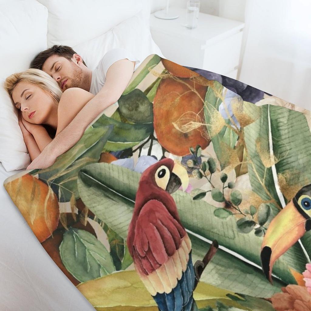 Amazon Birds and Fruits Watercolor Throw Blanket Soft Decorative Bed Flannels Blankets