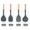 Silicone Kitchen Utensil Set with Wooden Handles