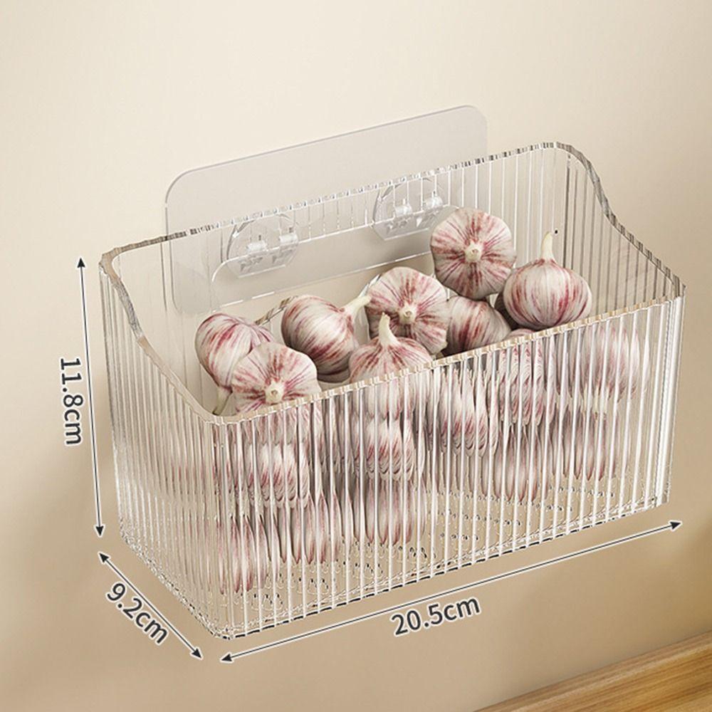 Wall Mounted Onion And Garlic Storage Box Self Adhesive Kitchen Storage Basket  for Home&Kitchen