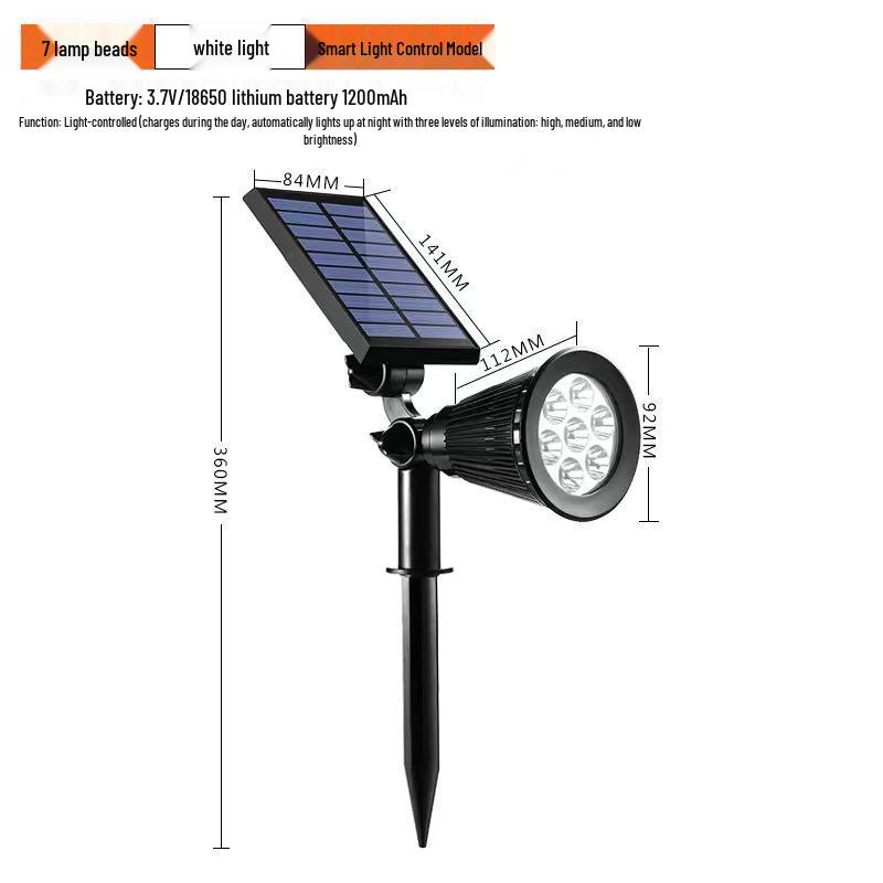 Solar-Powered Rainproof Outdoor Spotlight for Gardens and Lawns