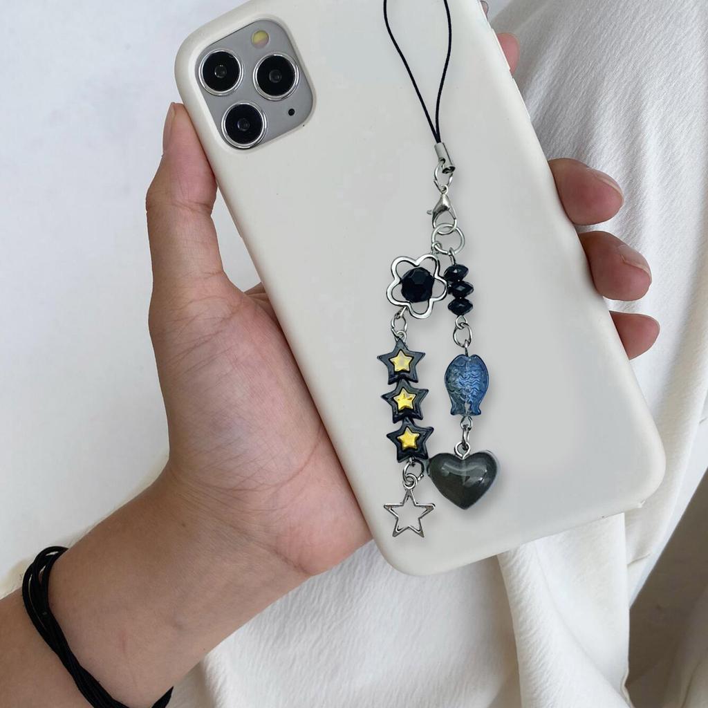 Fashion Heart Statement Pendant Playful Fish Beaded Phone Strap Offering Durability and Style Suitable for Everyday Use