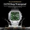 POEDAGAR Luxury Square Male Watch Waterproof Luminous Date Week Quartz Watches For Men Stainless Steel Fashion Men's Clock Reloj