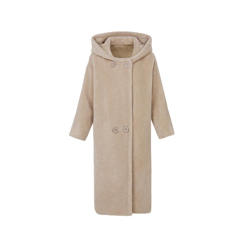 Langzi French Design Wool Hooded Overcoat