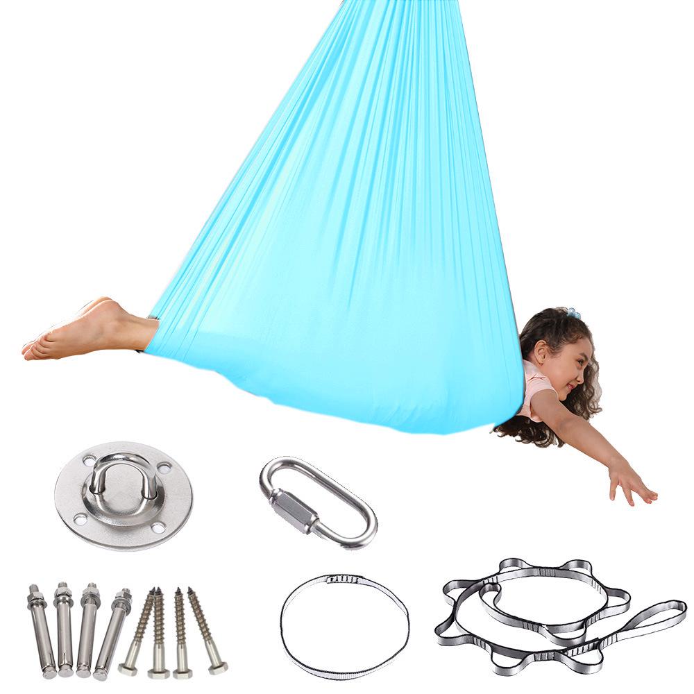 Elastic Sensory Swing: Indoor Hammock for Kids & Adults with Fixed Link Ring, Double Layer.