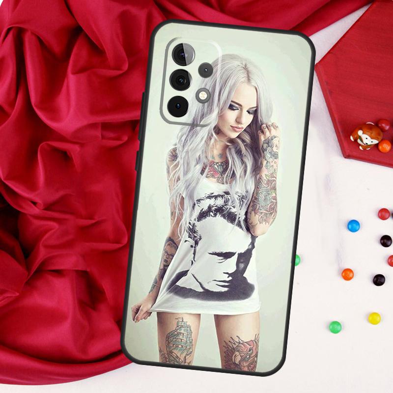 Sexy Sleeve Tattoo Girl For Samsung Galaxy A26 A05 A06 A16 A54 A34 A14 A22 A32 A52 A55 A35 A15 A53 A13 A56 A36 Case
