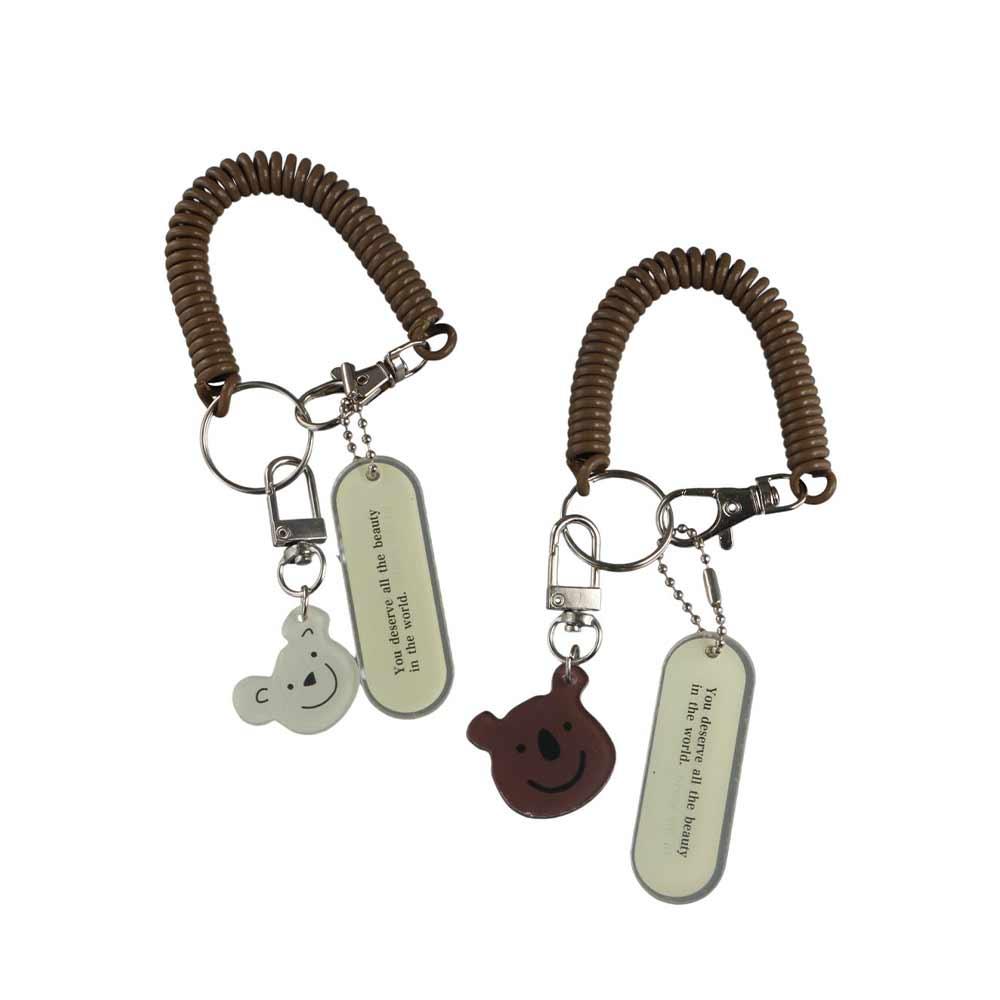 Key Holder Bear Spring Coil Key Chain Acrylic Key Ring Ornaments Cute Cartoon Lanyard  Children