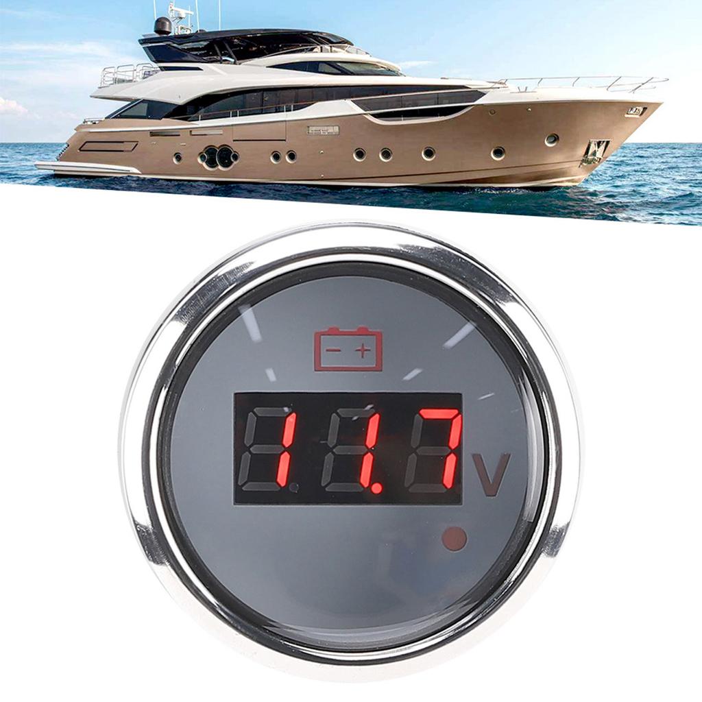 2in Battery Voltage Gauge LED Digital Display IP67 Waterproof Smart Alarm Universal for Boat