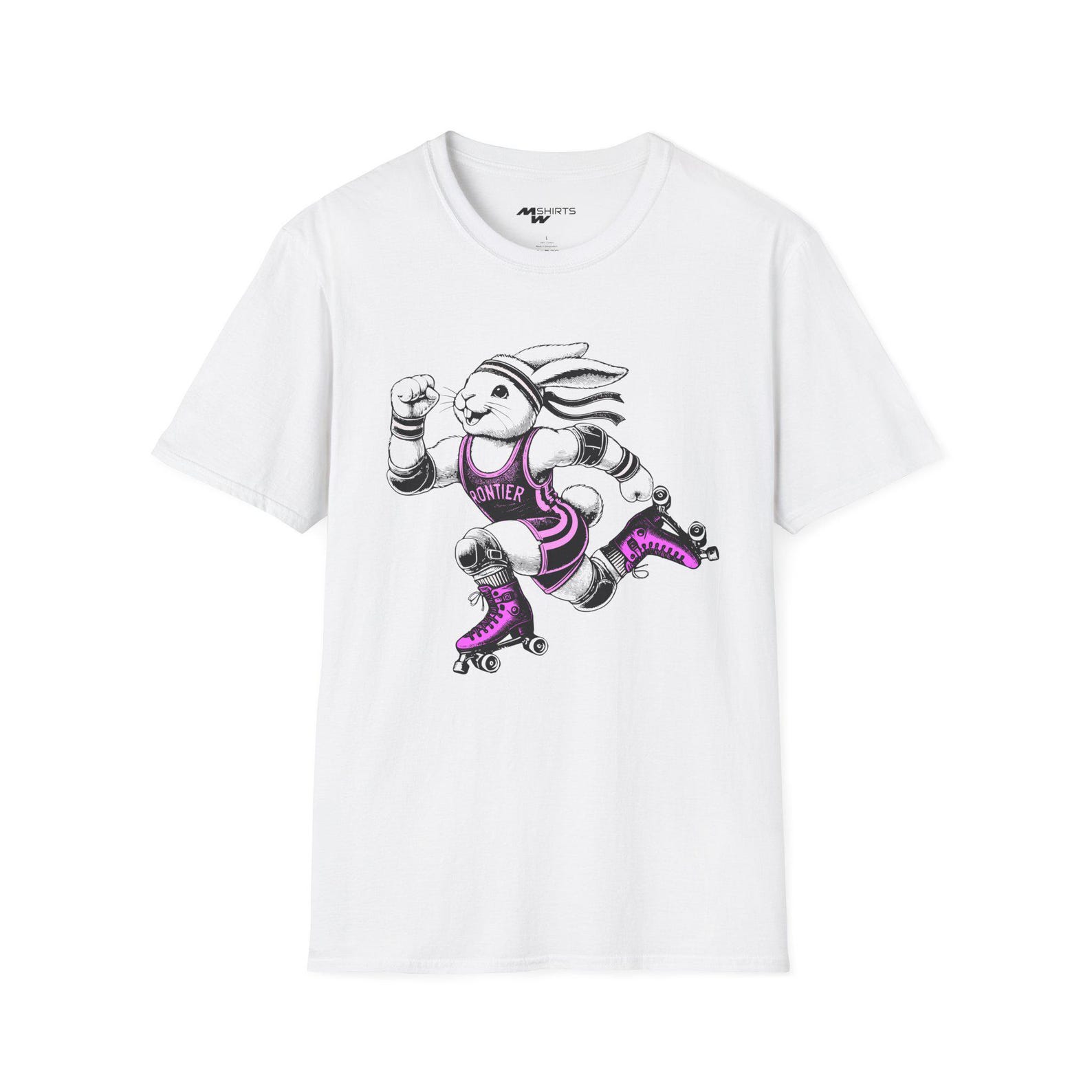 Rollerskating Bunny T-Shirt, Sporty Rabbit Design 4XL