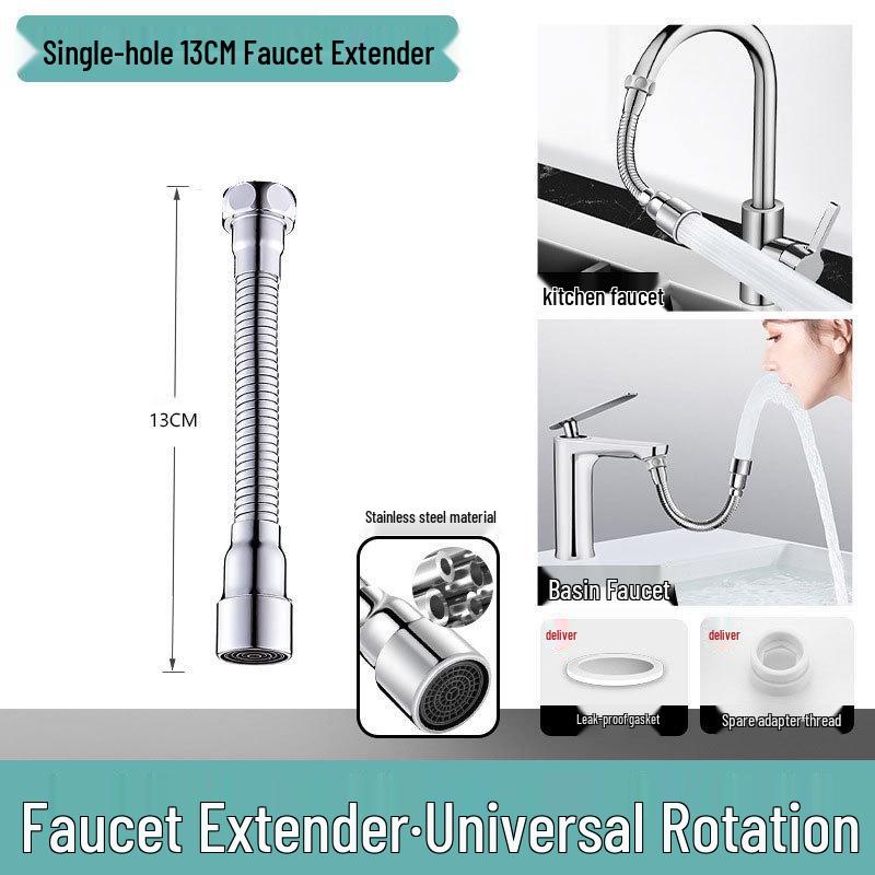 Universal Anti-Splash Faucet Extender with Rotating Joint for Balcony Use