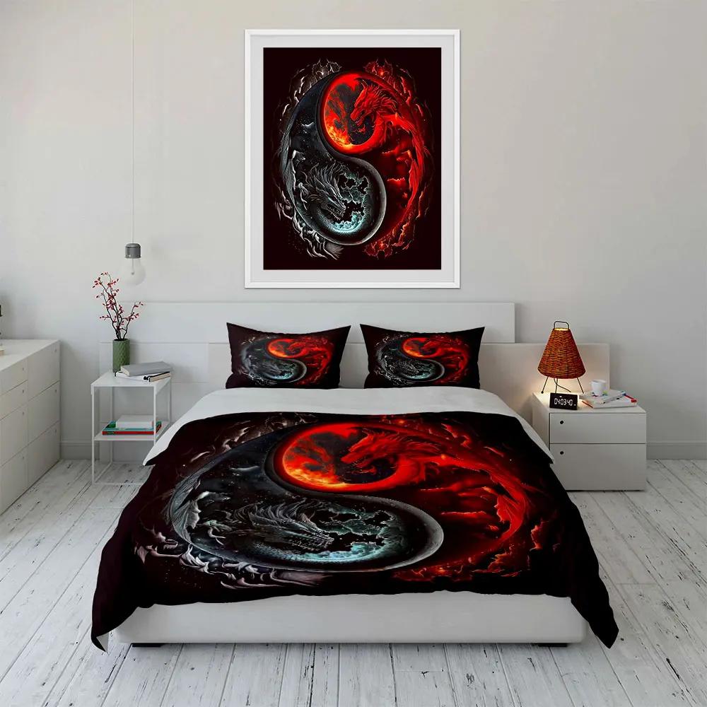 "Dragon Yin Yang Art Decor" Soft Comfortable Duvet Cover Bedding Set Included 1*Duvet Cover & 2*Pillowcases Gift