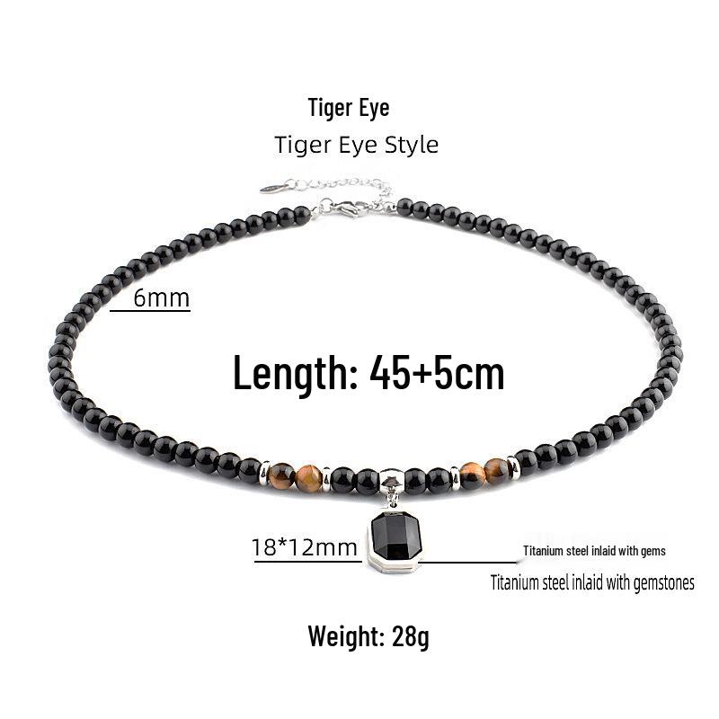 Unisex Black Gem Titanium Steel Necklace - Trendy Hip Hop Jewelry