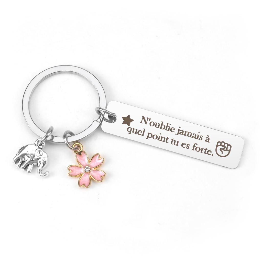 German Russian Spanish Stainless Steel Keychain Commemorative Blessing Stainless Steel Keychain for Mothers Day and Fathers Day Backpack Bag Pendant
