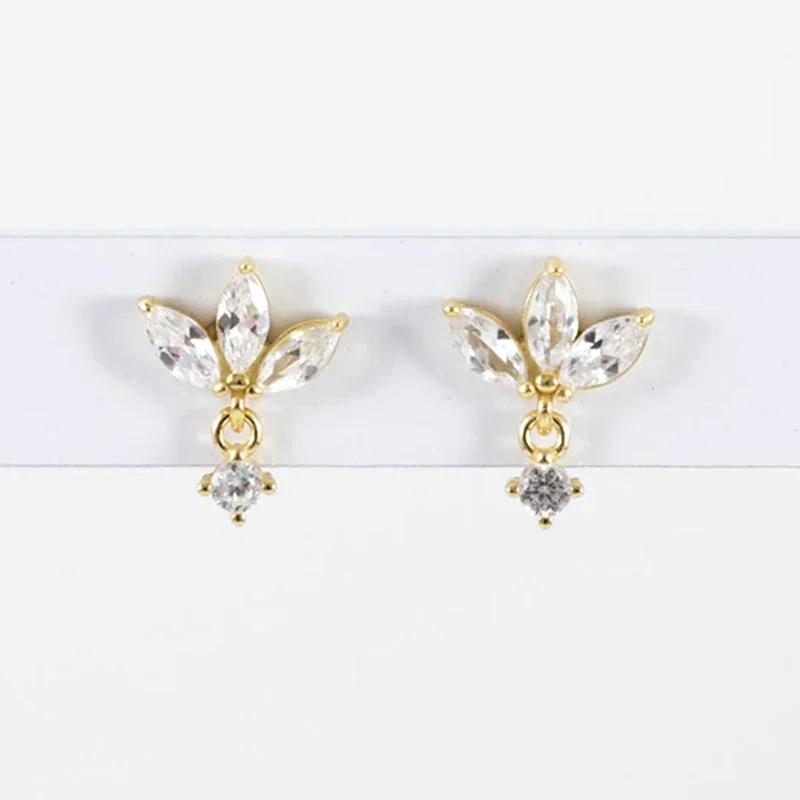 925 Silver Ear Needle White Zircon Butterfly/Water Drop Hoop Earrings Drop Earrings For Women Fashion Wedding Jewelry